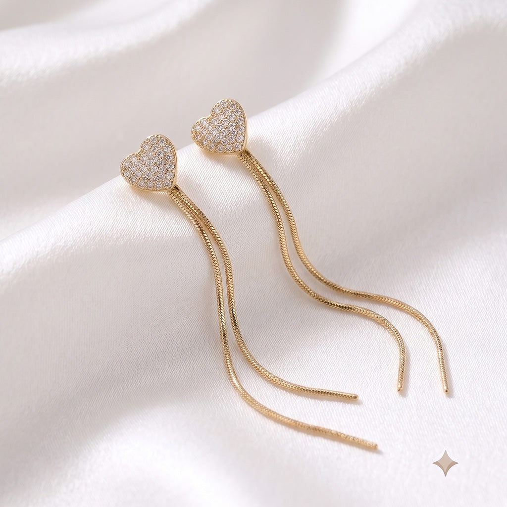 18K Gold Plated | Gold heart & Crystal Earrings Combo