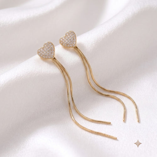 18K Gold Plated | Gold heart & Crystal Earrings Combo