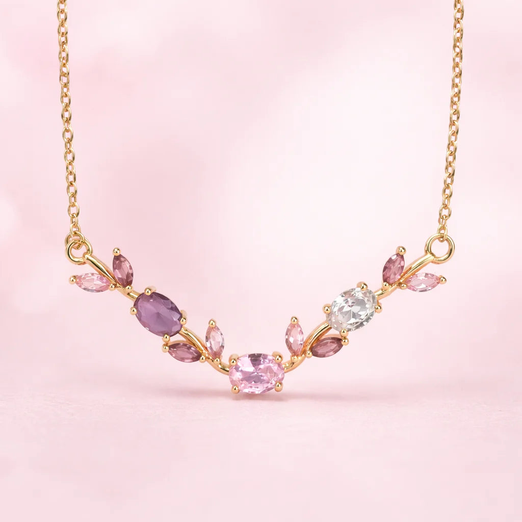 Crystal Tulip Floral Necklace | Elegant Gold Minimal Jewelry With Perfect Gift Packing