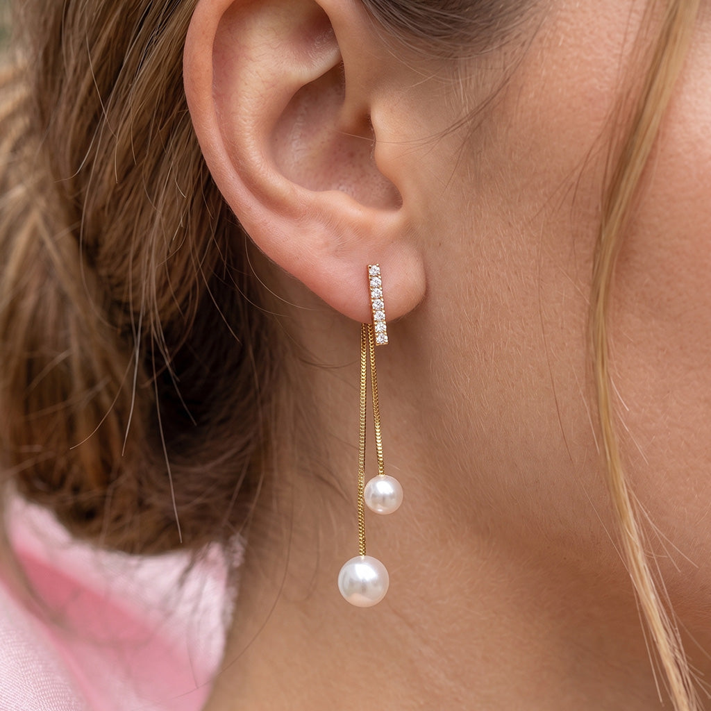 18K Gold Plated | Gold Pearl & Star Earrings Combo