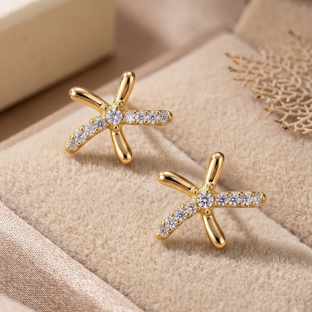18K Gold Plated | Gold Pearl & Star Earrings Combo