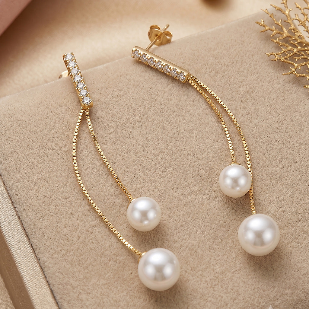 18K Gold Plated | Gold Pearl & Star Earrings Combo