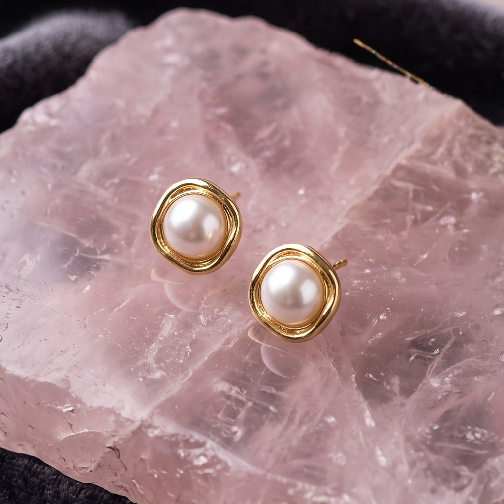 18K Gold Plated | Gold Pearl & Crystal Earrings Combo