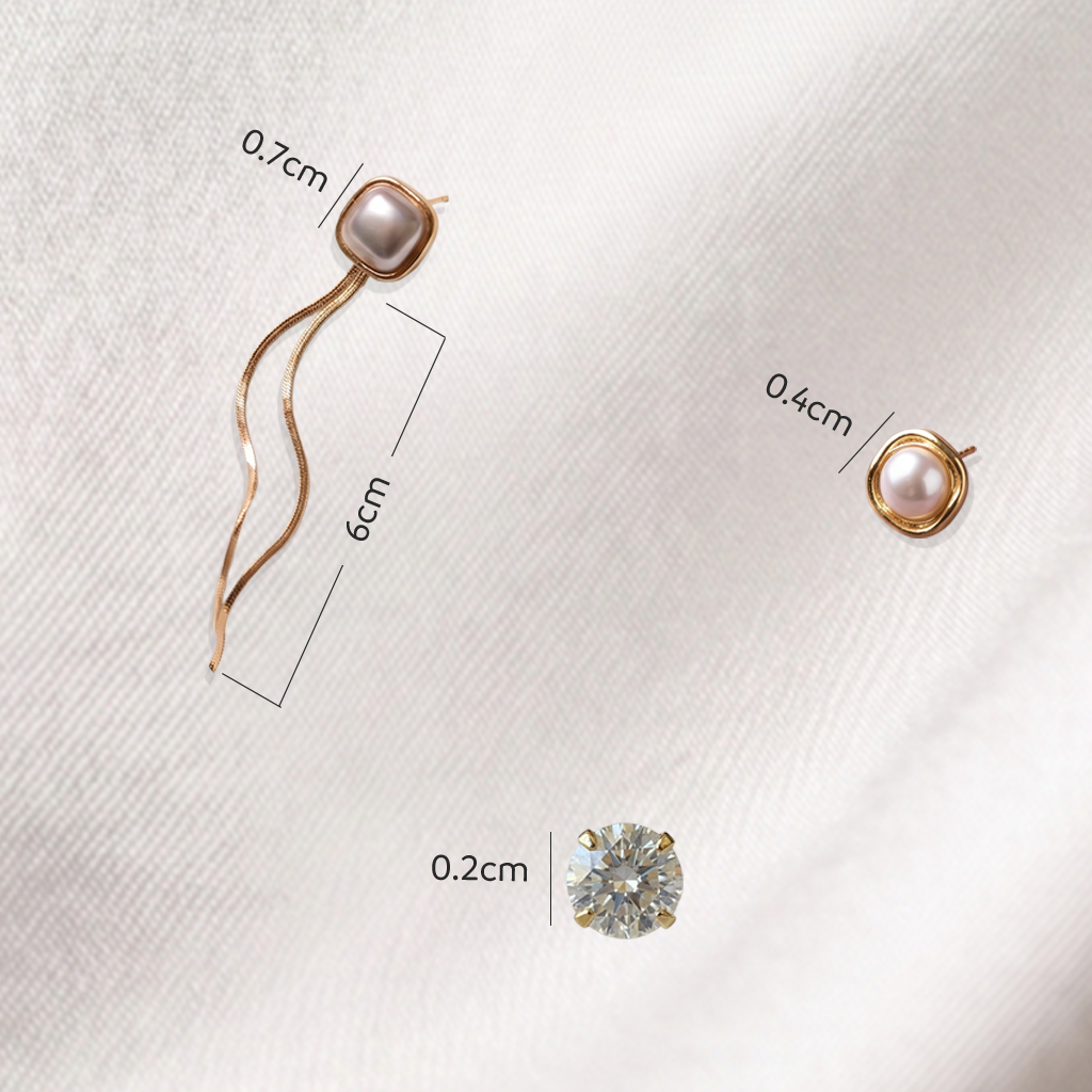 18K Gold Plated | Gold Pearl & Crystal Earrings Combo