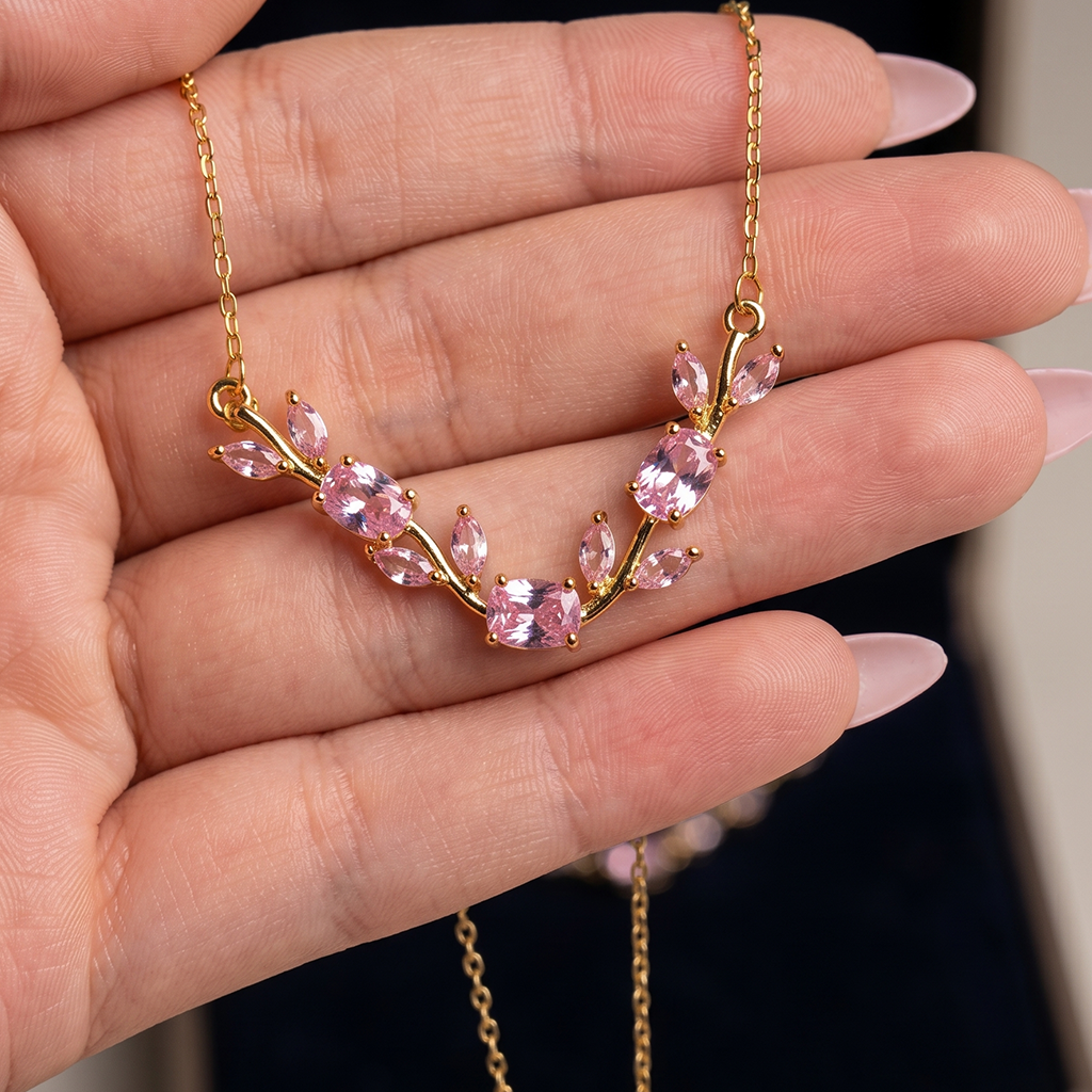 Blush Bloom Necklace & Bracelet Combo With Perfect Gift Packing