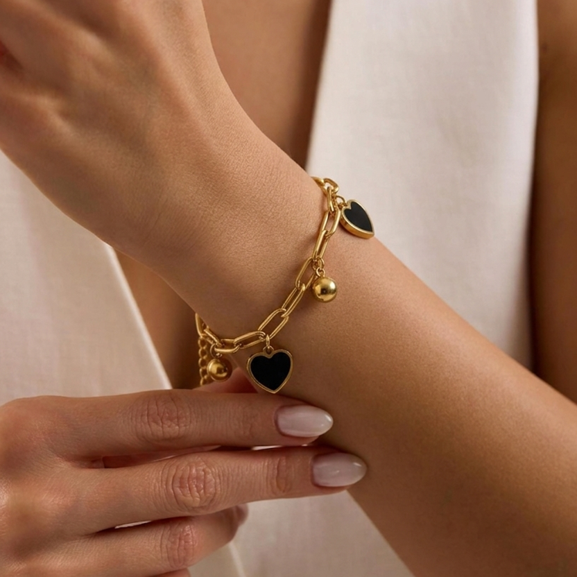 Onyx Heart Bracelet
