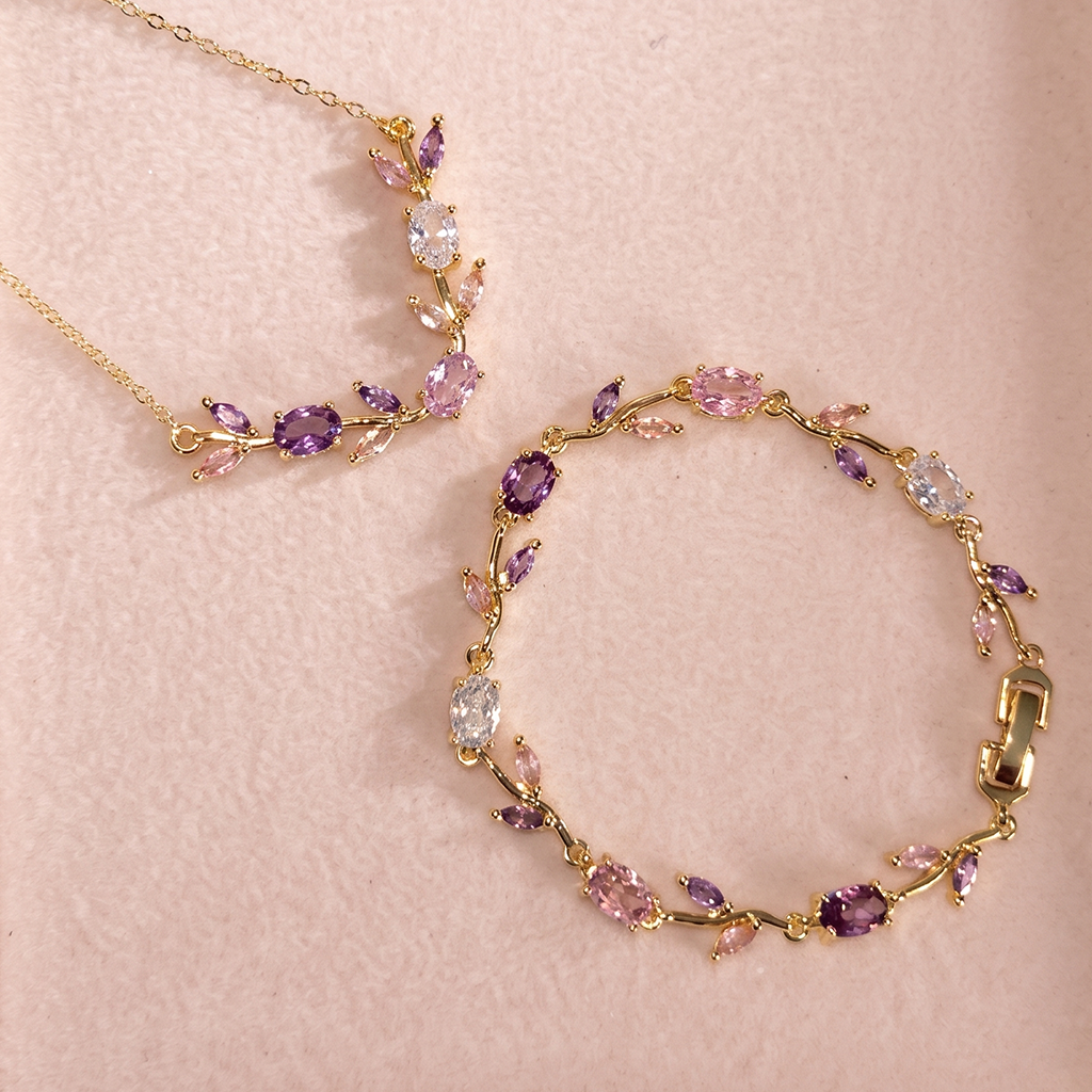 Pastel Tulip Necklace & Bracelet combo With Perfect Gift Packing