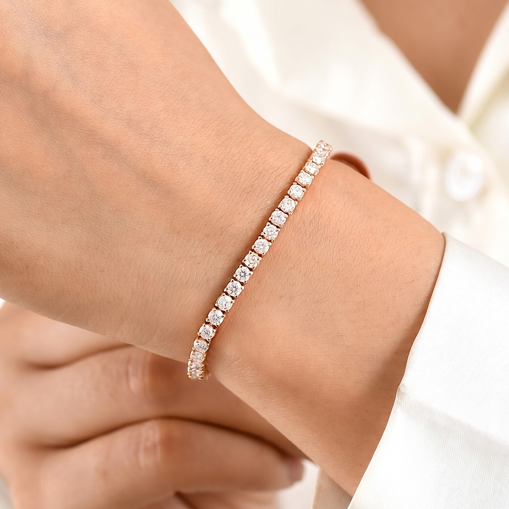 18k Gold Plated Diamond Women's Tennis Bracelet