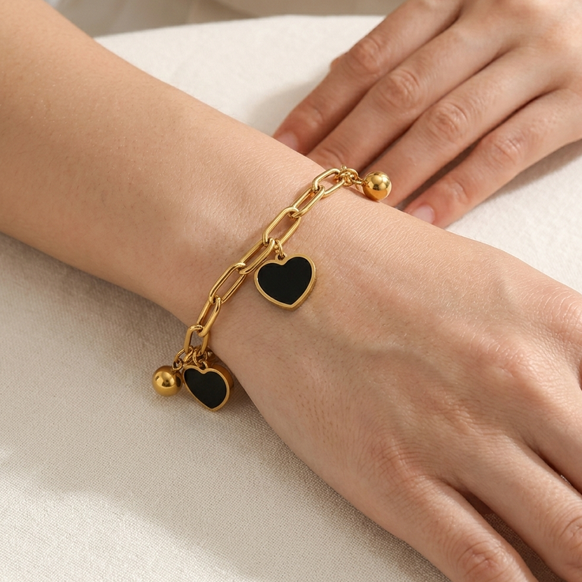 Onyx Heart Bracelet