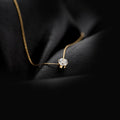Solitaire Diamond Pendant Necklace - 14K Gold Plated Chain for Women
