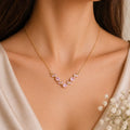 Pink Crystal Tulip Floral Necklace | Elegant Gold Minimal Jewelry With Perfect Gift Packing